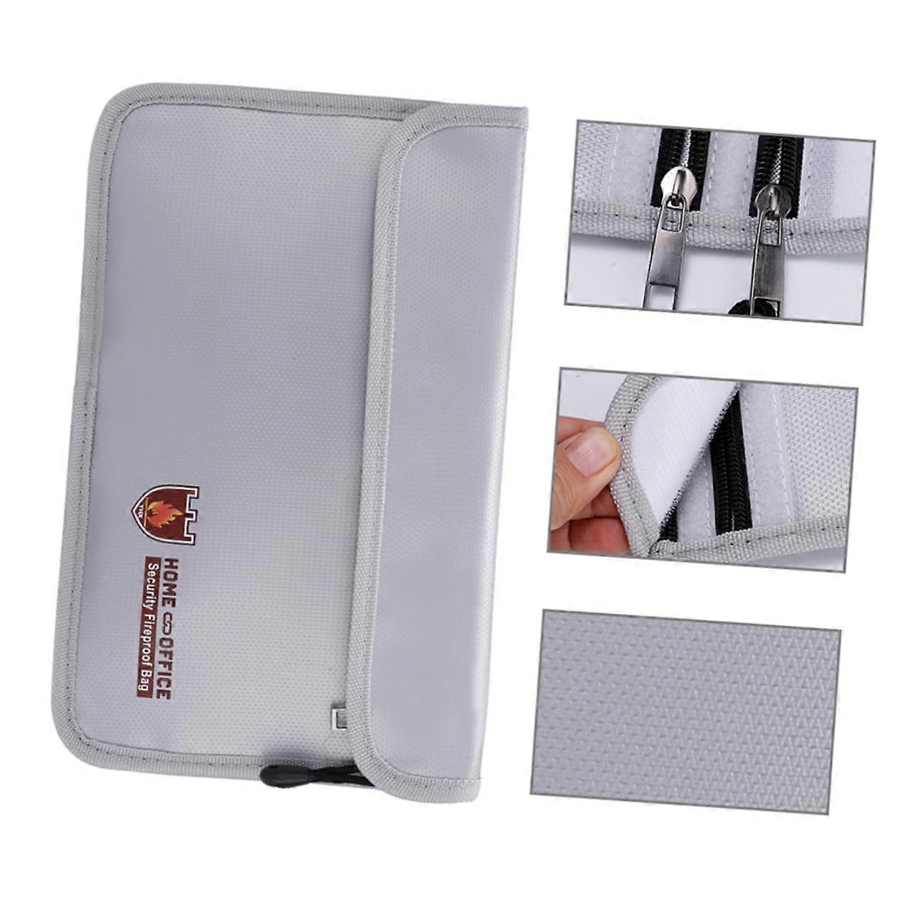 Document Storage Bag With Double Zippers For Documents Cash Passports And Valuables Durable For Office And Home Silver