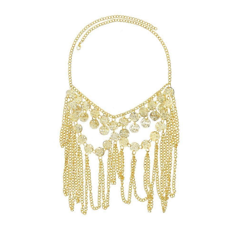 Exotic surface chain power alloy coin tassel headdress surface curtain (Gold1)