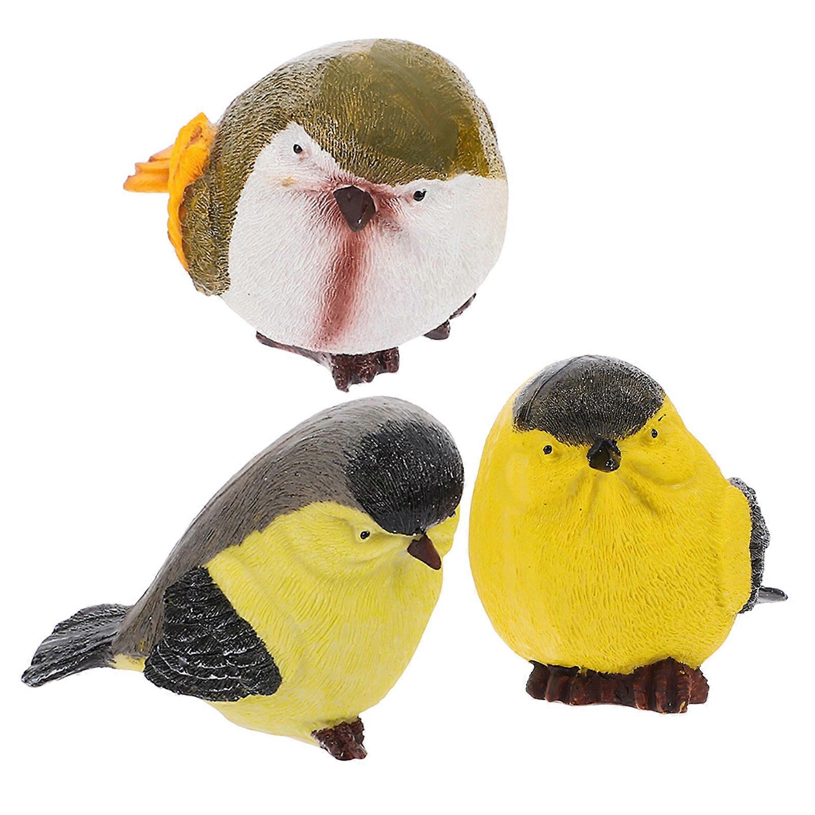 Bird Figurine Statue Decoration Country Style Artificial Bird Christmas Model Imitation Resin Bird Decor Assorted .32X2.36X3.14in 3Pcs