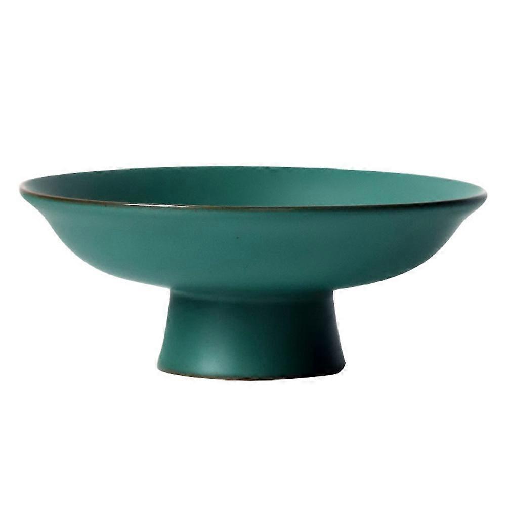 Decorative Fruit Plate Ceramic Serving Plate for Parties Easy to Clean Photo Prop 14X14X5.7CM Green 1Pcs