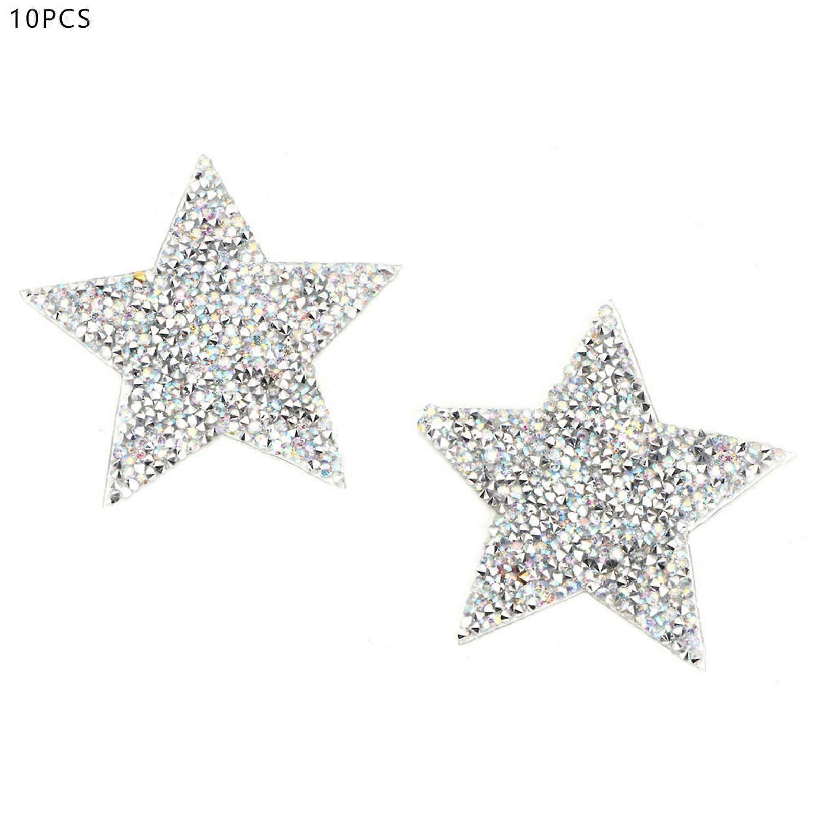 2025 Latest Model  10pcs Rhinestone Star Applique Iron On Clothes Patch for