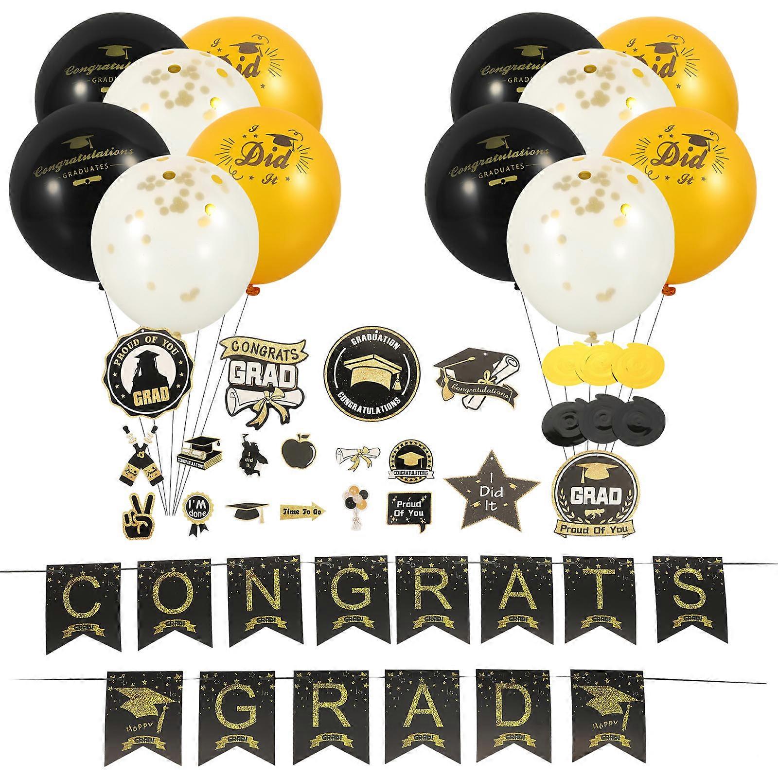Graduation Party Decorations Set Grad Balloon Cake Picks Assorted Color Square Photography Prop 1 Set