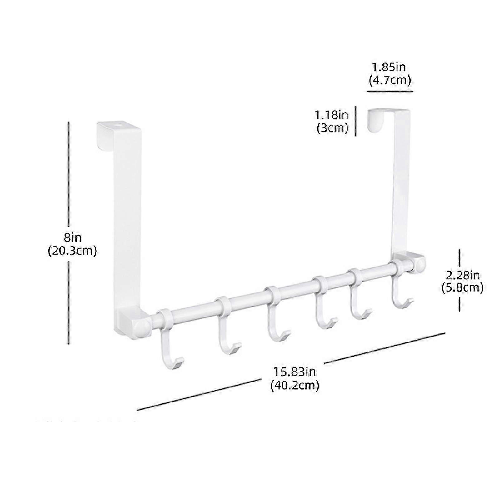 Over The Door Hooks, Over Door Towel Racks with 6 Adjustable Hooks for Hanging Heavy Coats/Towel