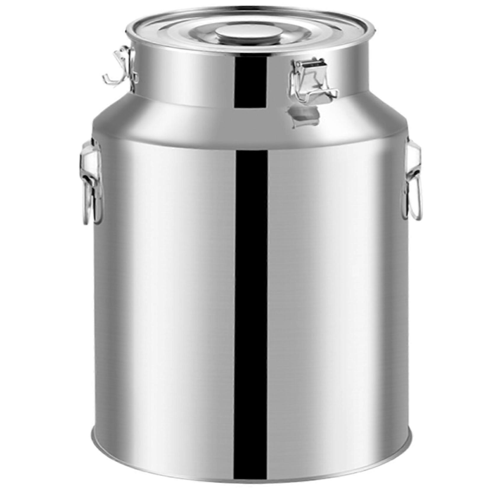 Stainless Steel Milk Jar, 5L Large Bucket with Lid, Wine Bucket with Handle