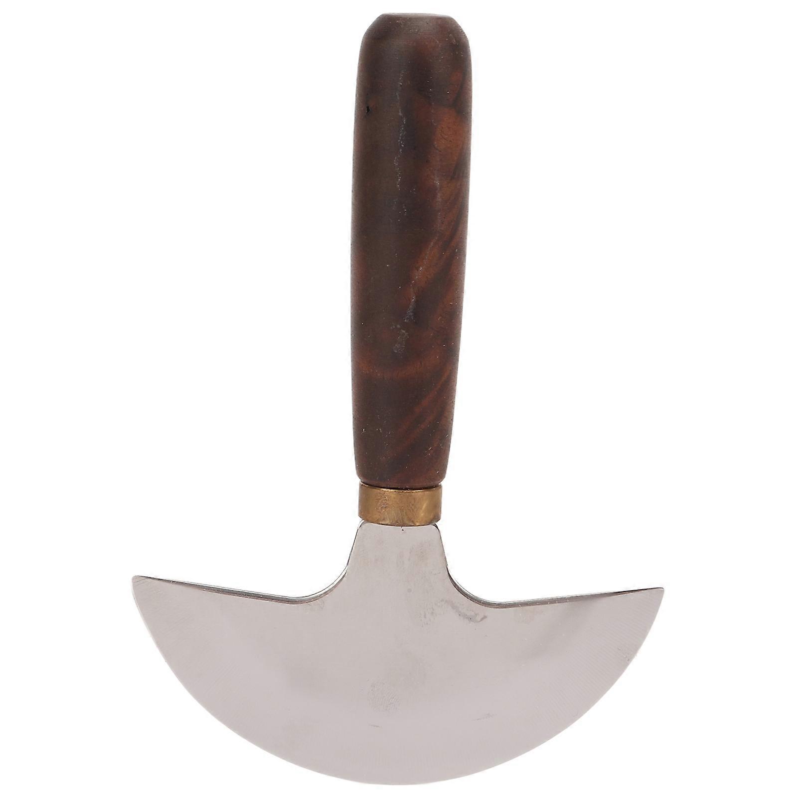 Leather Round Head Walnut Wooden Handle Large Double Sided Edge Hand Made DIY Leather Cutting Knife