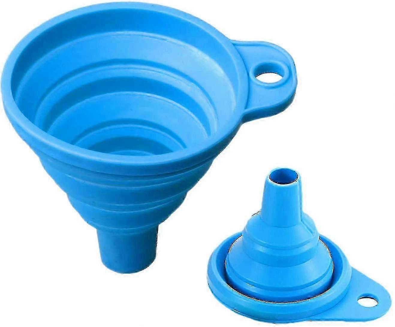 Collapsible Funnel, 2 Pieces Blue Kitchen Silicone Funnel (2 Sizes)