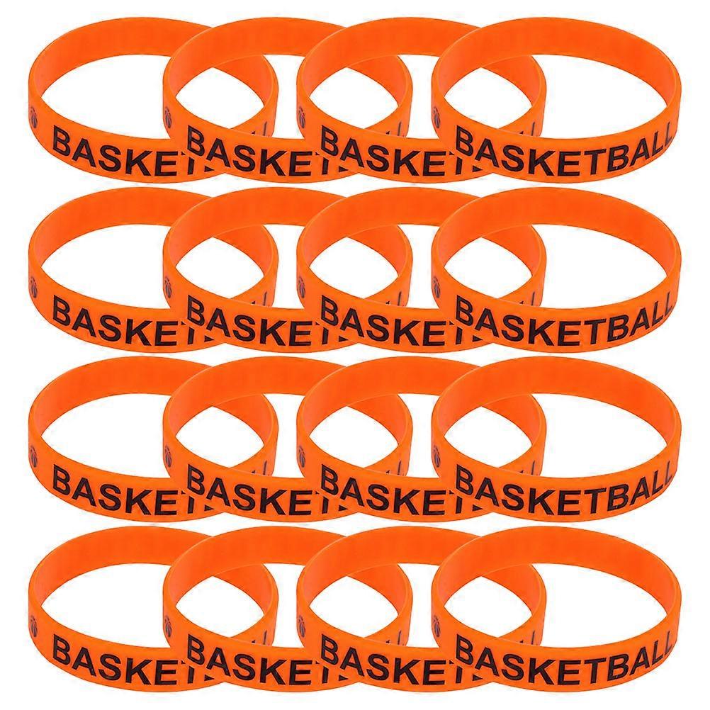 Orange Silicone Basketball Bracelets for Decor Durable Wristbands with Bright Colors and Patterns 50 Pieces