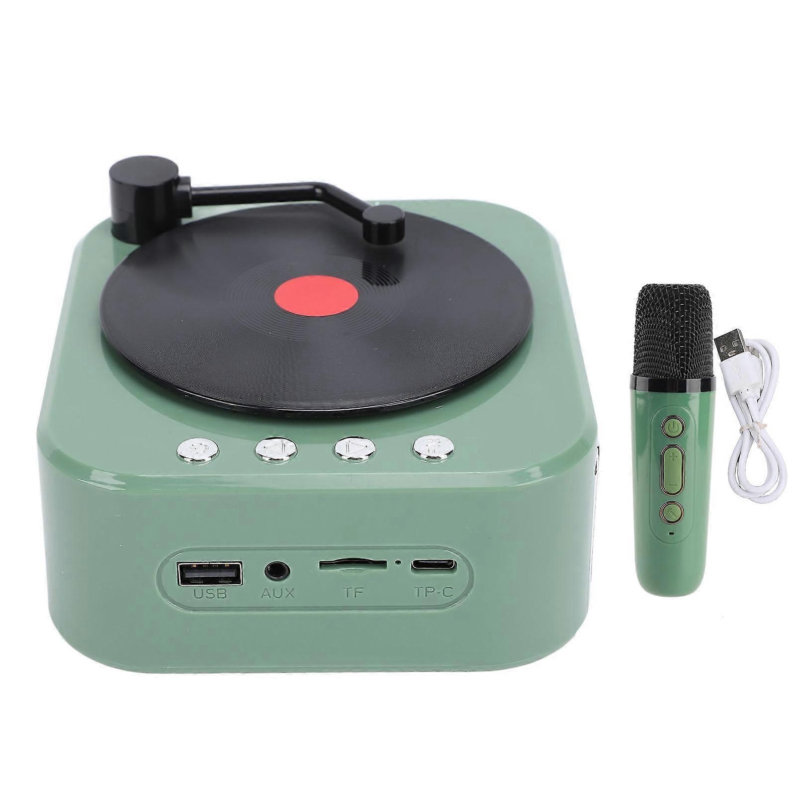 Retro Record Player Bluetooth Speaker with 360° HiFi Sound and 3 Playback Modes