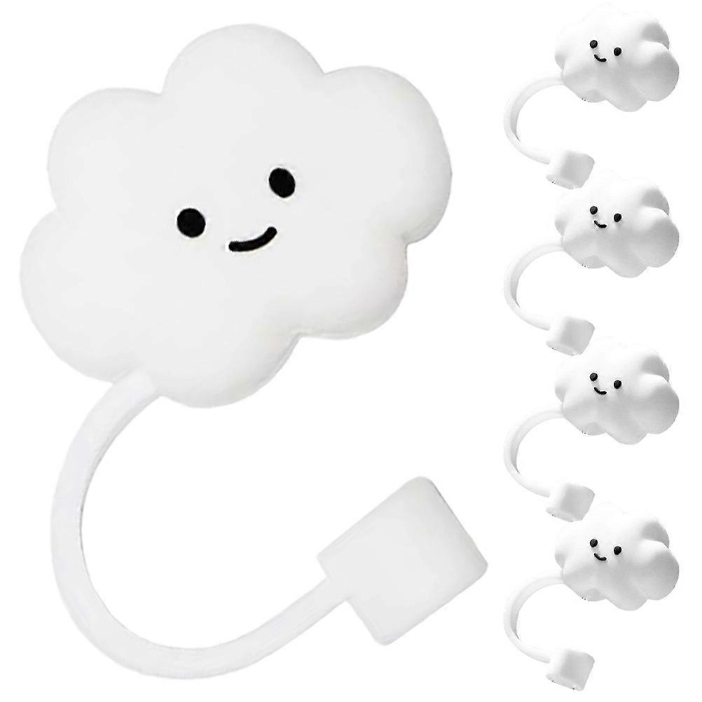Drinking Straw Cover Reusable Tips Protector Cartoon Kawaii Design 5Pcs