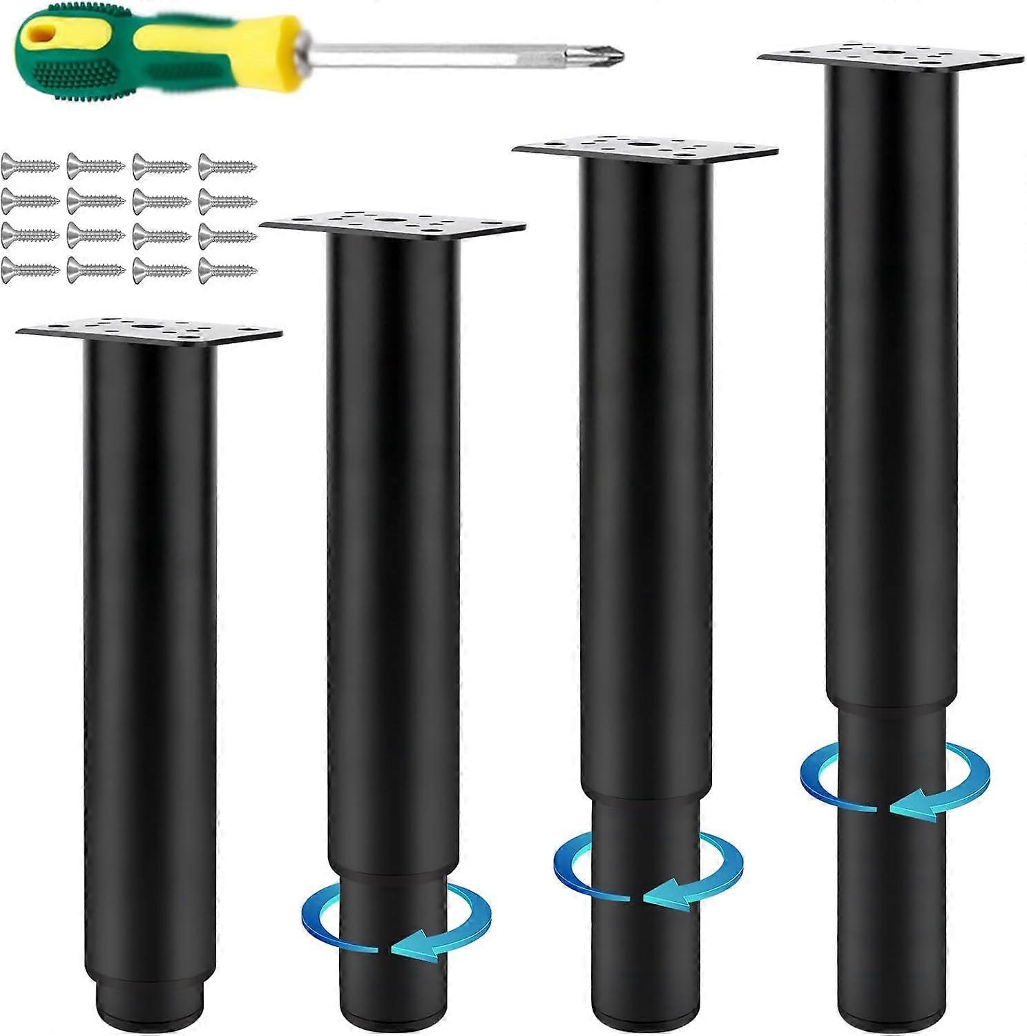 Fekete 4db univerzális állítható ágyláb 20-37cm állítható asztallábak DIY fém asztallábak állítható bútor bútor bútor lábak