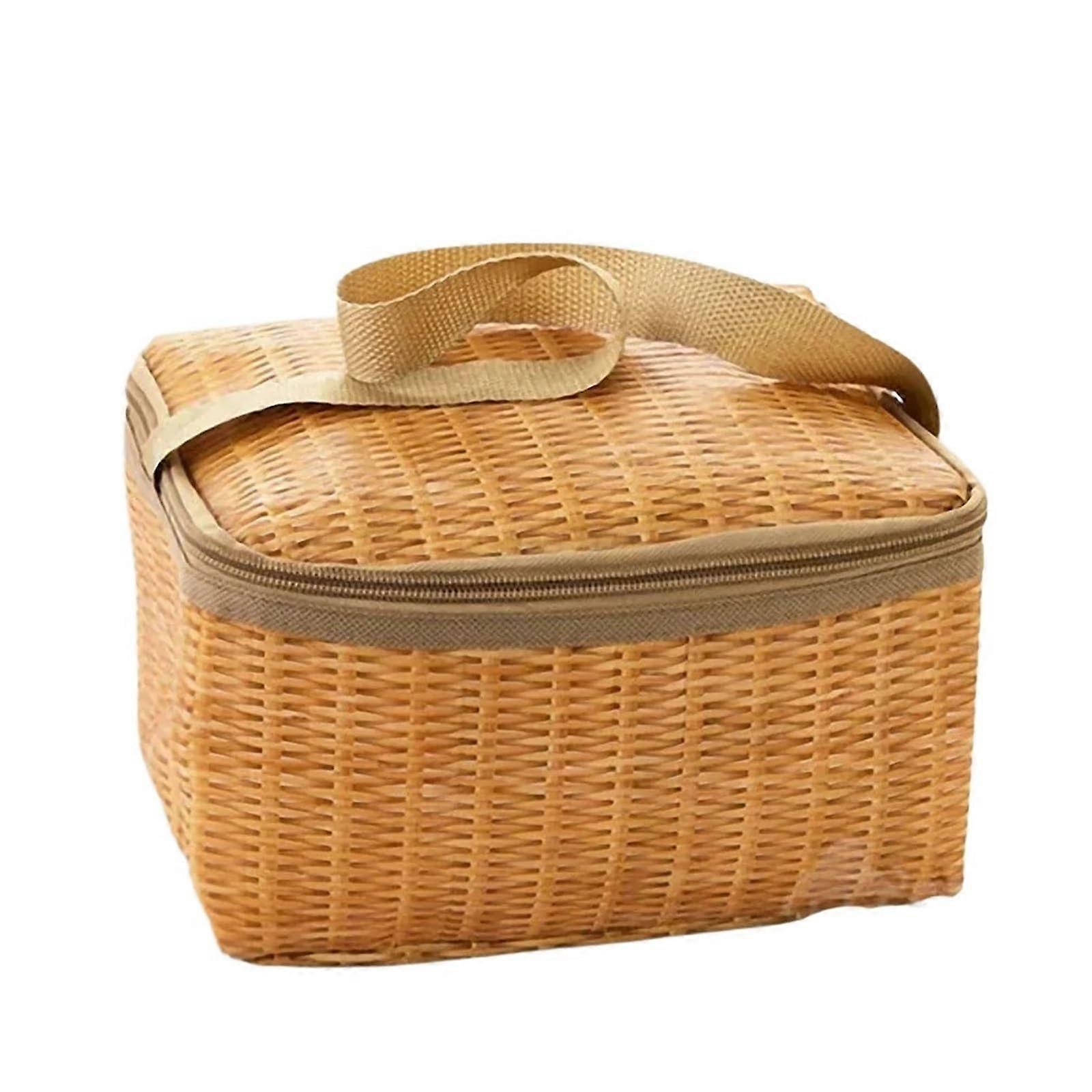 Portable picnic bag for outdoor use, tableware, food containers, basket for camping, picnic, picnic basket khaki