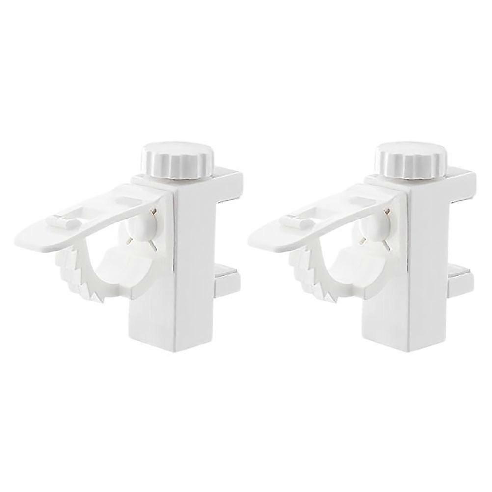 Curtain Rod Holder No Drill Adjustable Support Bracket For Cabinets Bookcases Offices 2Pcs White Plastic