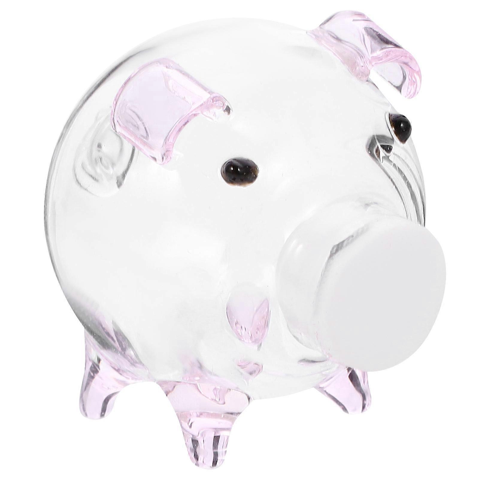 Transparent Saving Pot Lovely Pig Shaped Coin Storage Home Decoration Glass Money Jar 1Set