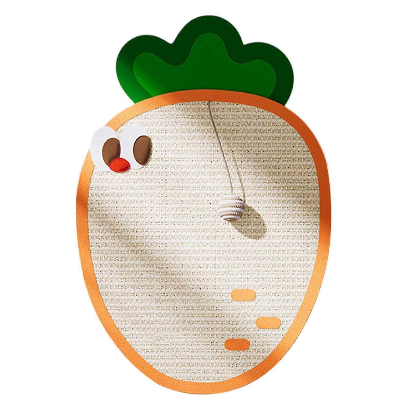Wallmounted vertical cat scratching board with sisal, carrotshaped pad, includes ball