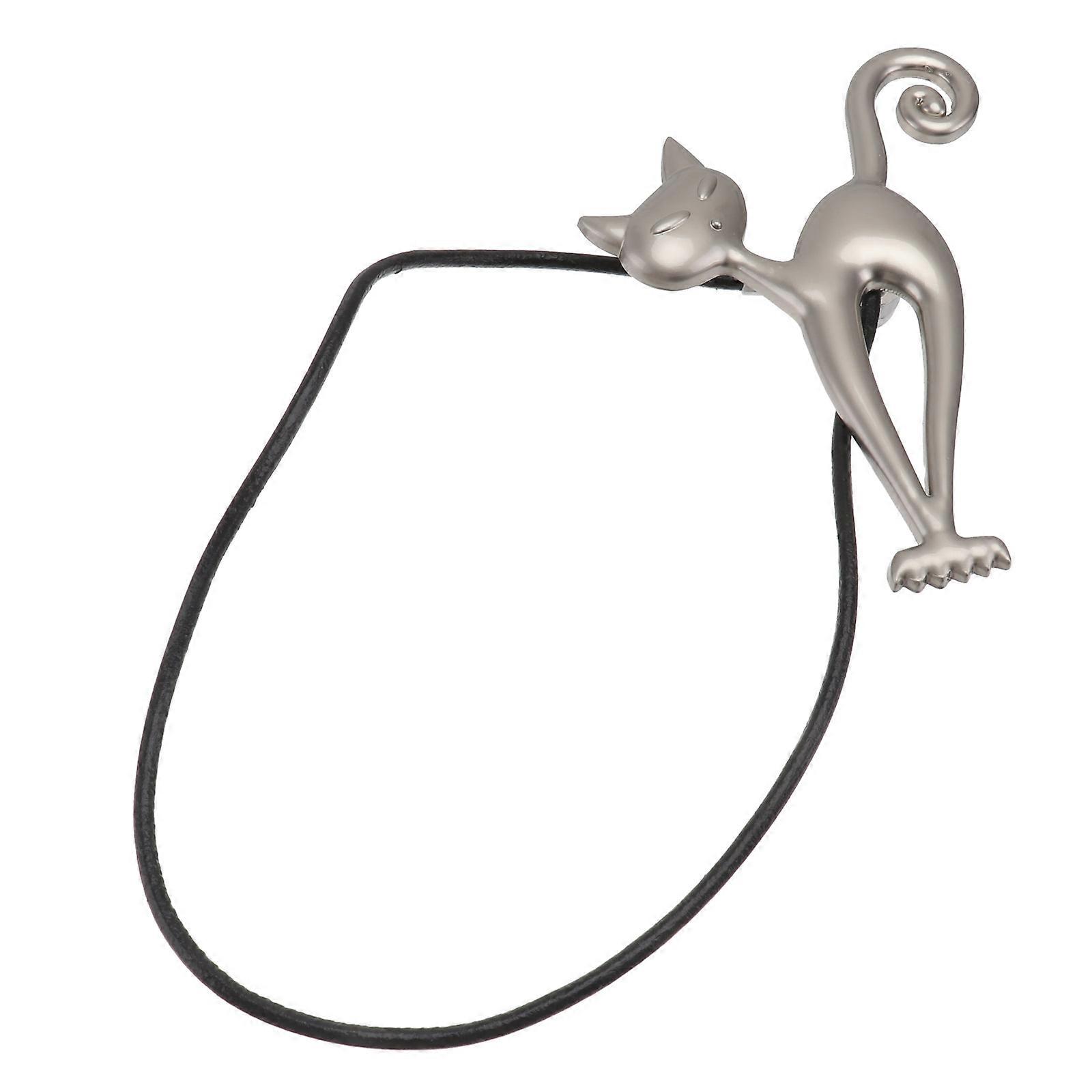 Curtain Buckle Decorative Curtain Holding Magnetic Attachment Cat Shape Silver 11x3cm 1Set