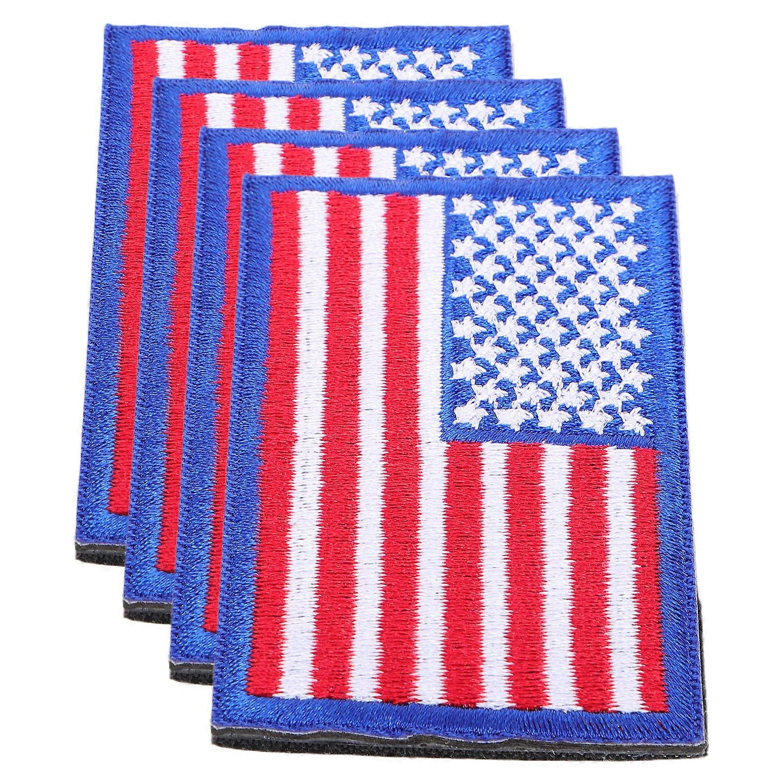 Embroidered Patch Patches For Backpack Clothes Accessories Patriotic Design Rectangular Shape Hook and Loop 4Pcs