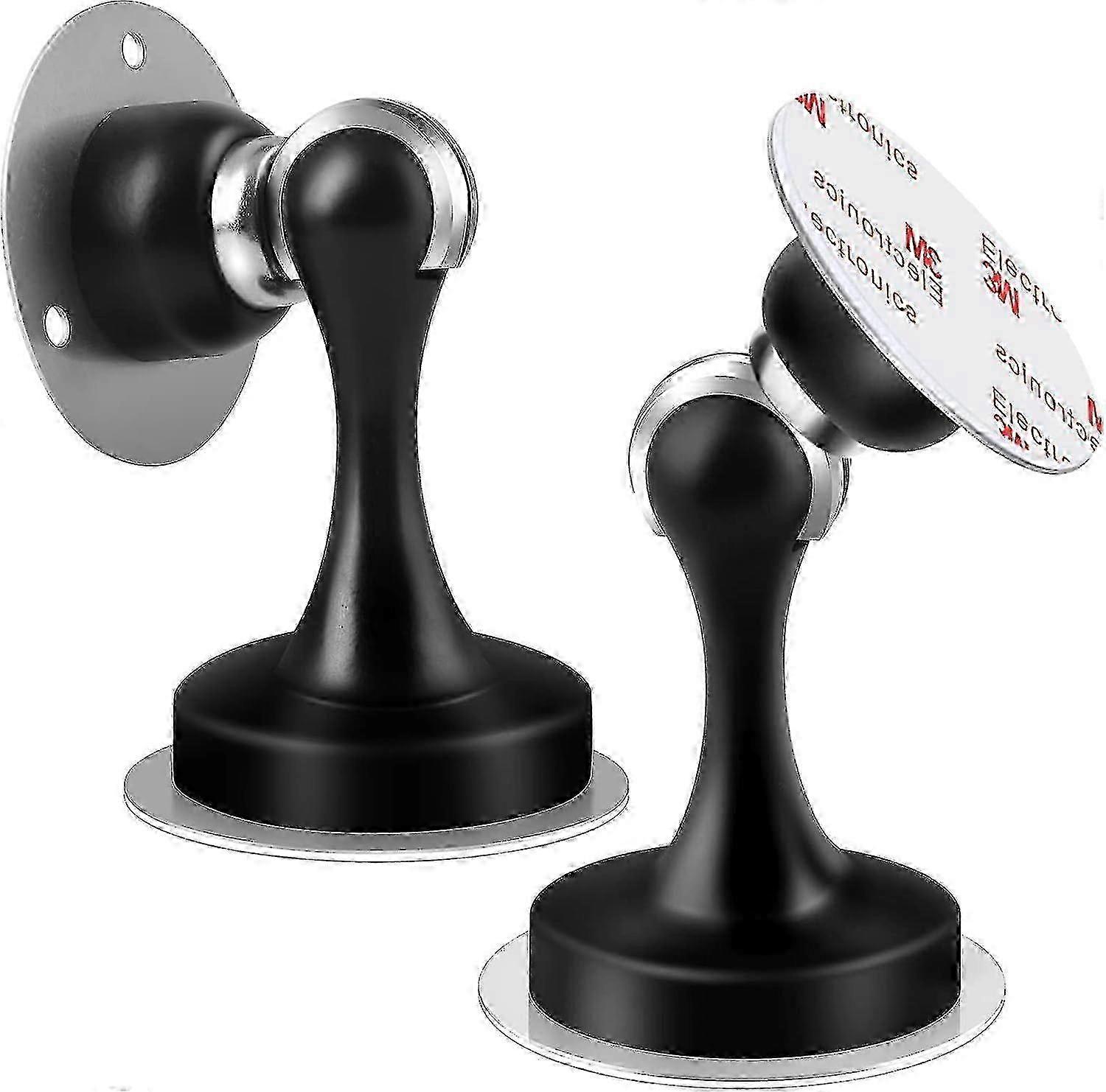 Magnetische Türstopper im 2er-Pack aus schwarzem Edelstahl - robuste Türverschlüsse mit selbstklebenden 3M-Schrauben für eine einfache Installation