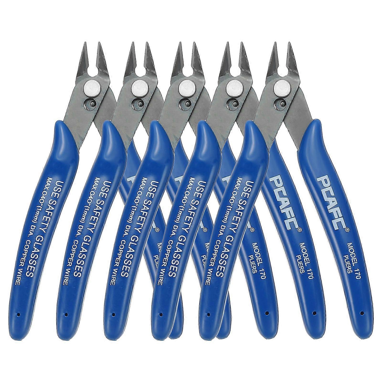 12.7 cm Precision Side Cutting Pliers, 5-Pack Wire Cutter for Jewelry, Modeling, and 3D Printing, Blue/White
