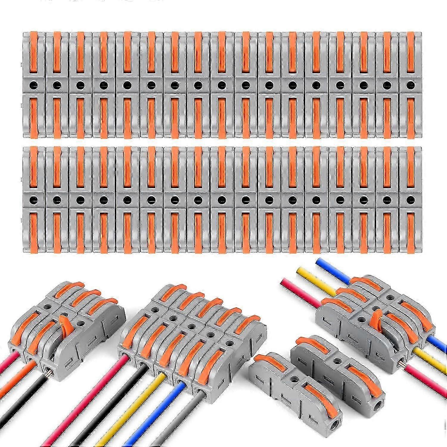 Quick Electrical Connectors with Lever, 34 PCS 1-Wire 2-Entry Quick Connect Terminals, PA/PC Flame