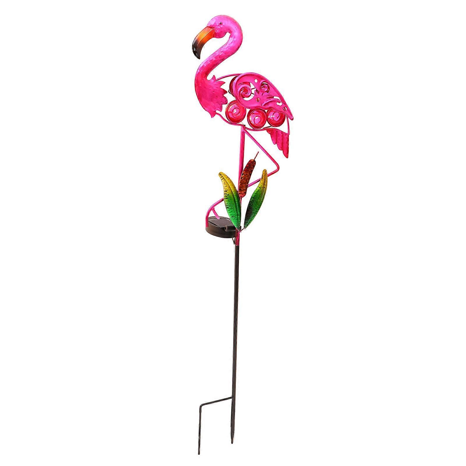 Solar Powered Flamingo Design Stick Lamp Iron for Decor Assorted Color Waterproof Safe 1pc