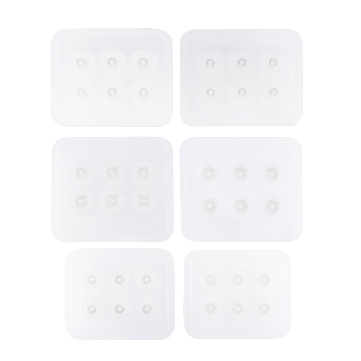 Crystal Resin Molds Beads Making Molds With Holes For Earrings Making Square Rhombus Shape 6Pcs