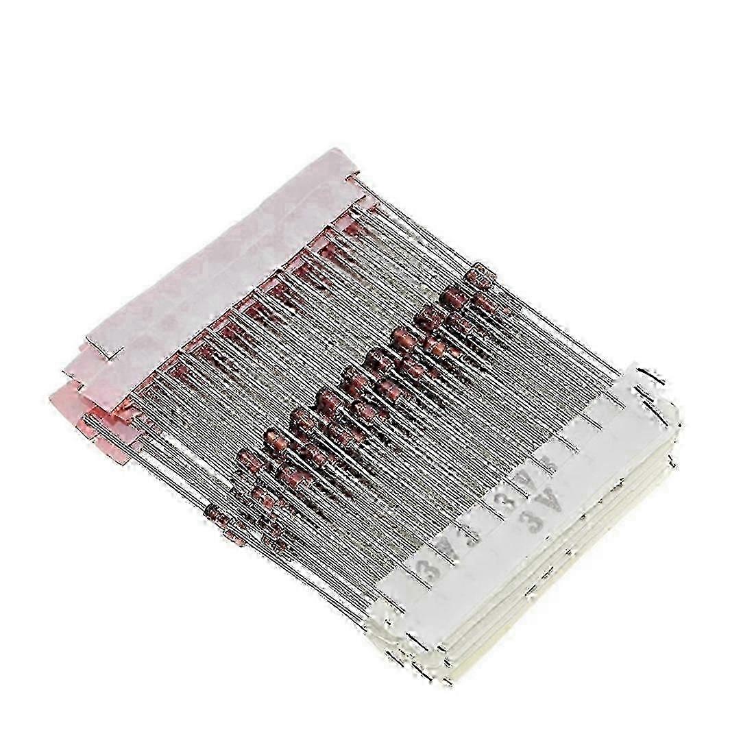 250PCS Zener Diode Assorted Kit (1W, 3V-33V) - 25 Value Electronic Component Set for DIY Projects & Repairs - 1N47 Series