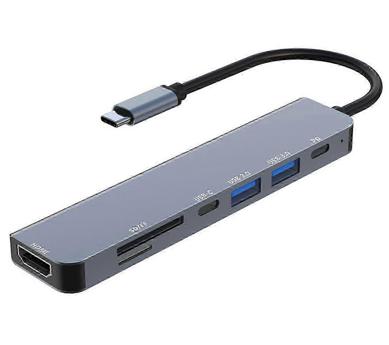 7 in 1 USB C Hub mit USB 3.0, USB C Hub mit 4K HDMI PD 100W USB 3.0 USB C Daten SD/TF Kartenleseranschluss, USB C Multiport Adapter für MacBook Pro, iPho