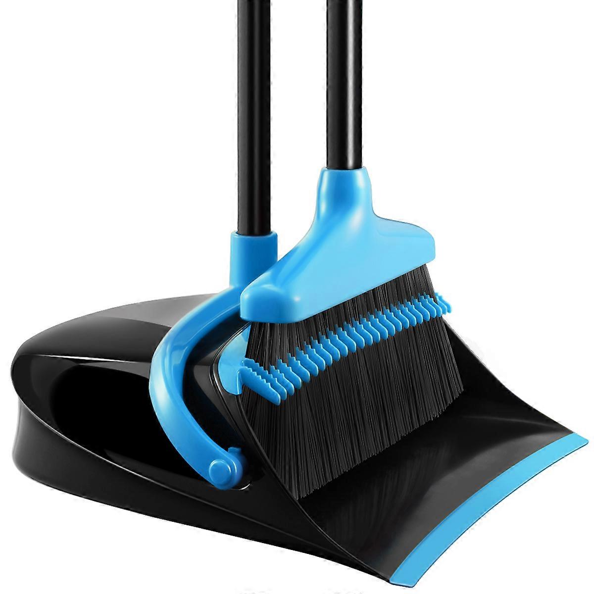Sweeping Set Extendable Broom and Dustpan Combo for Home Office Use with Teeth For Hair Dirt Removal 133Cm 97Cm Blue 1Broom 1Dustpan