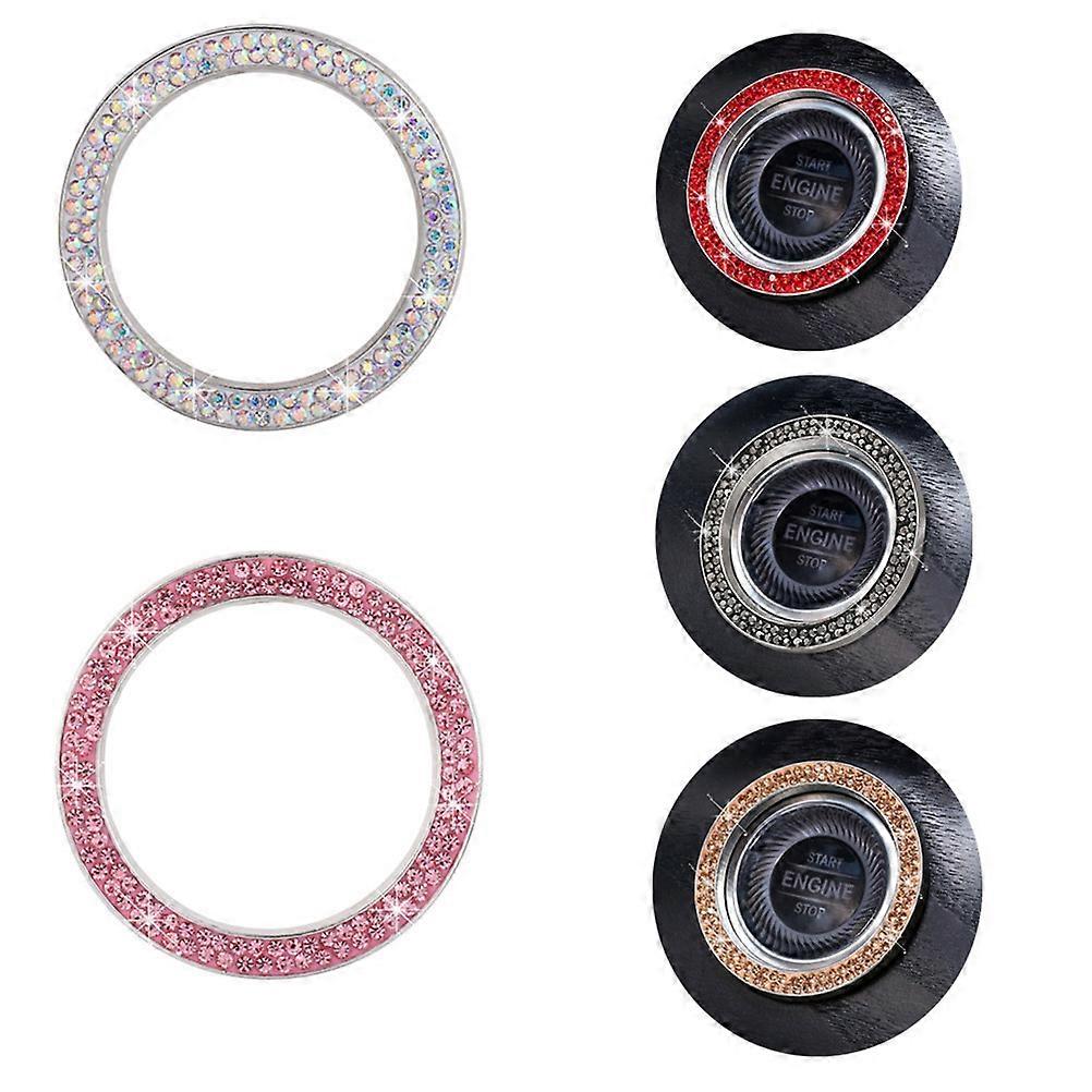 5PCS/Set Universal Shape Rhinestone Car Start Key Tire Dust Caps Decoration Auto Stem Caps Ignition Button Ring (Skyblue)