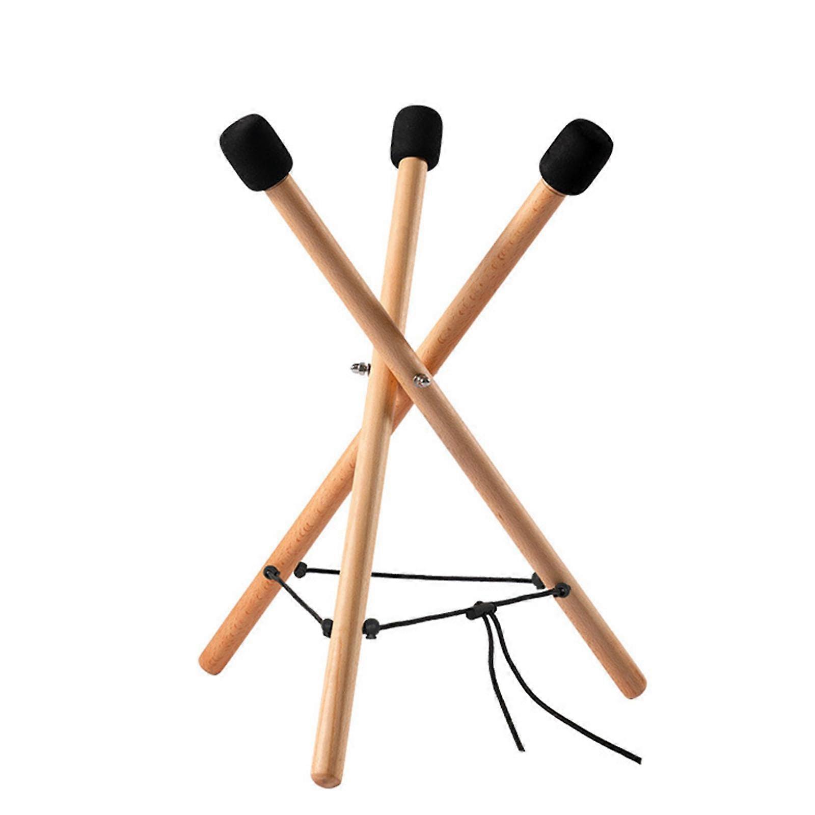 Handpan Stand, Snare Stand, Tongue Drum Stand Made of Solid Wood Tripod, Brown