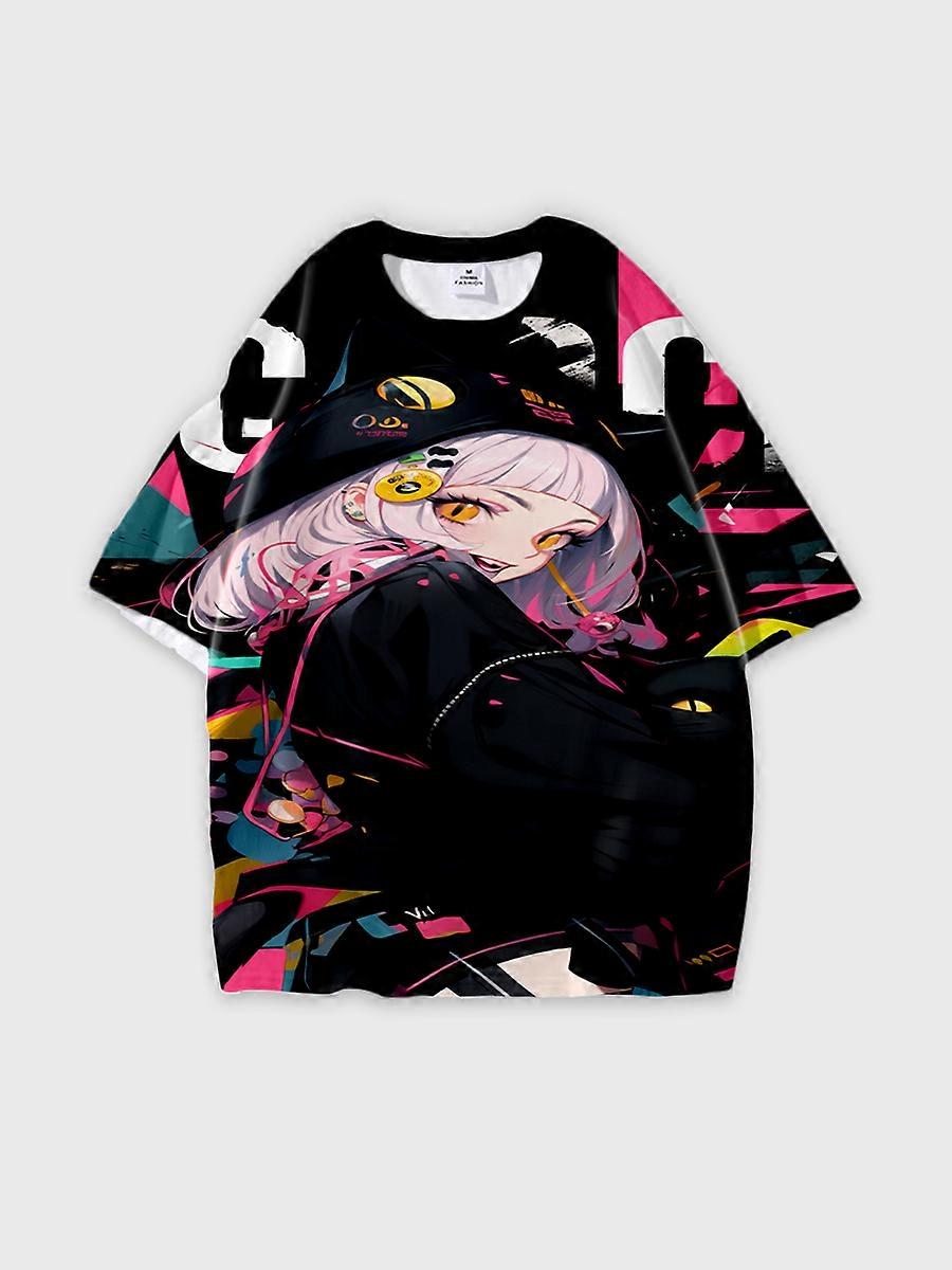 T-shirt round neck Pattern loose short sleeve B1648