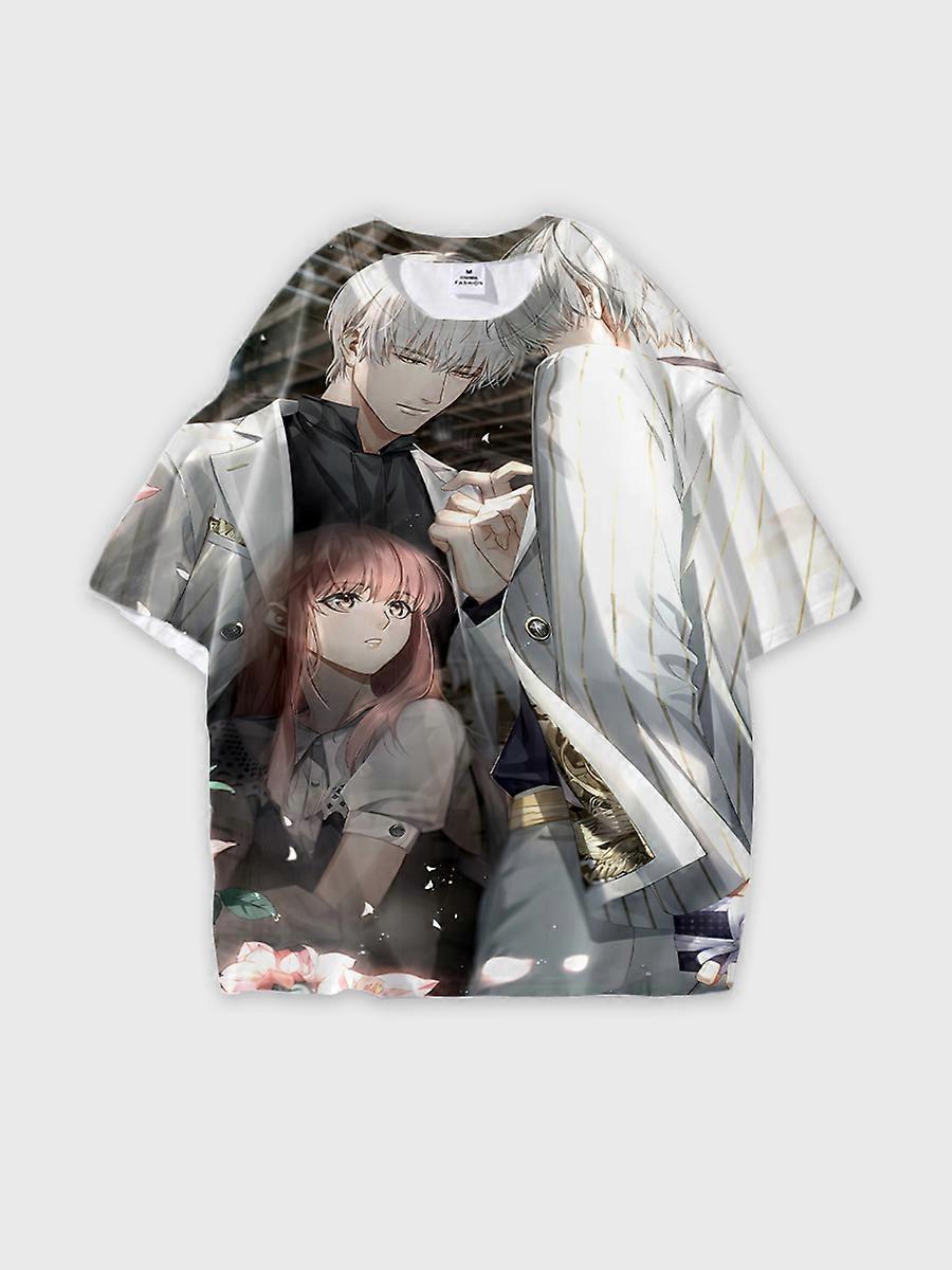 T-shirt round neck Role Pattern loose short sleeve B949