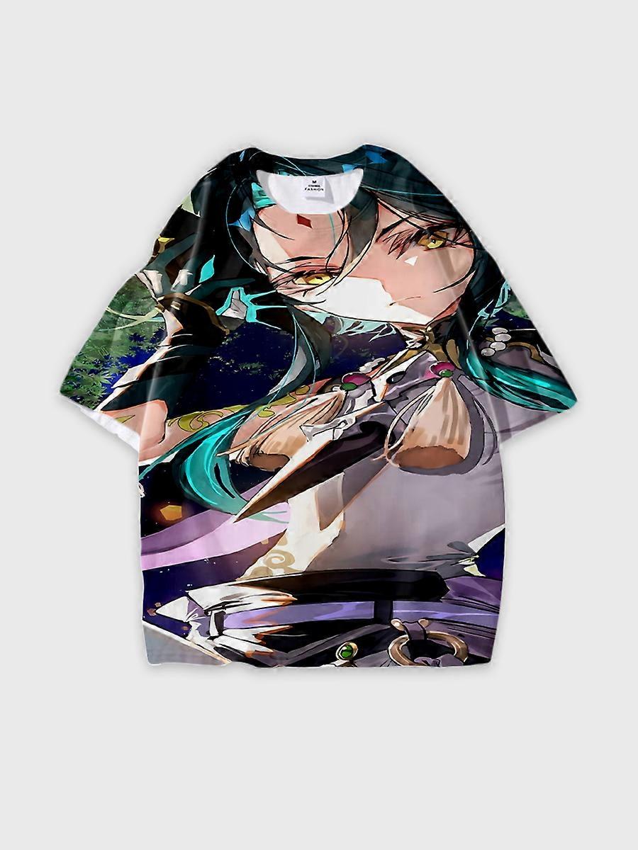 T-shirt round neck Role Pattern loose short sleeve D302