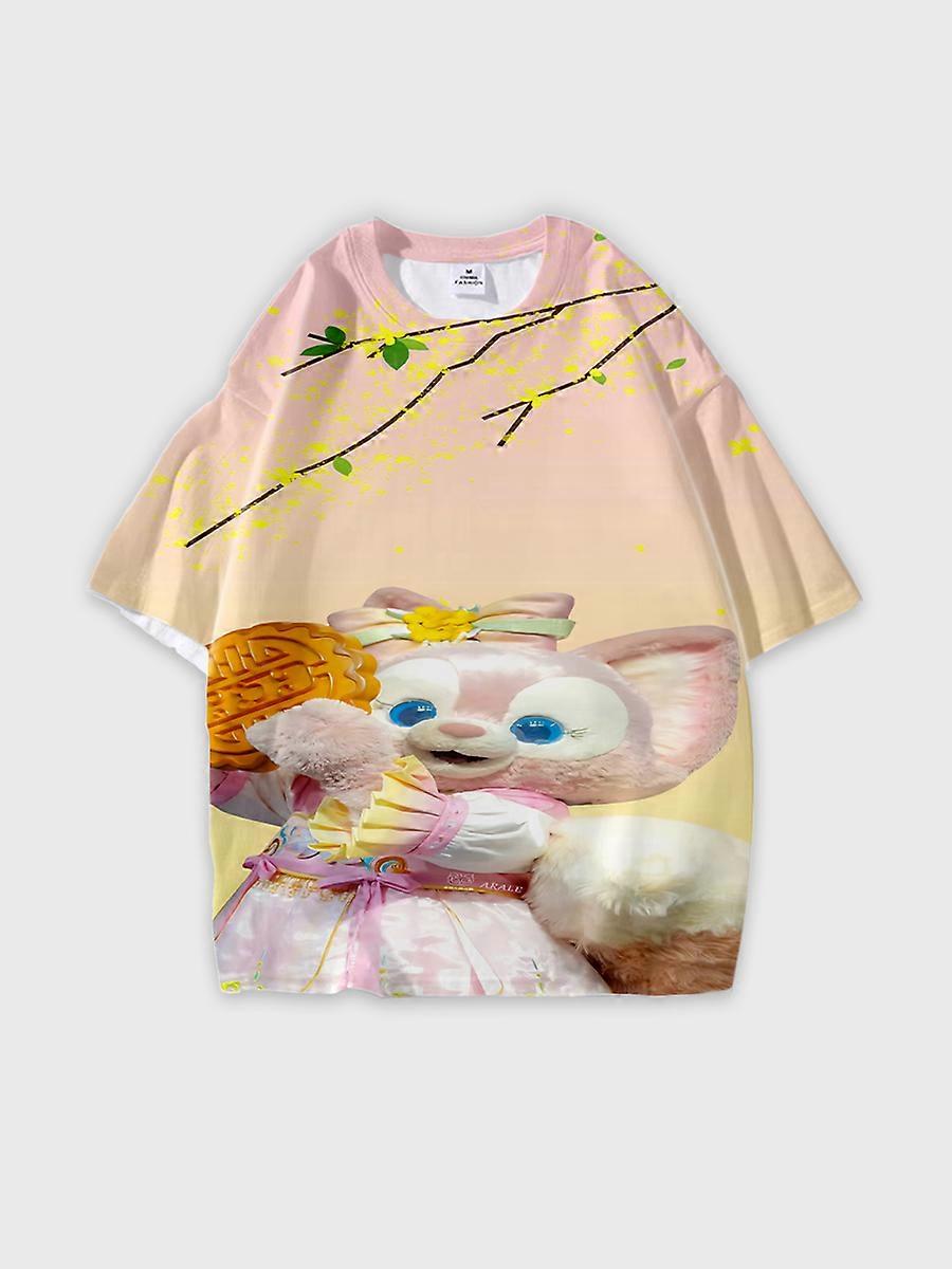 T-shirt round neck Role Pattern loose short sleeve L434