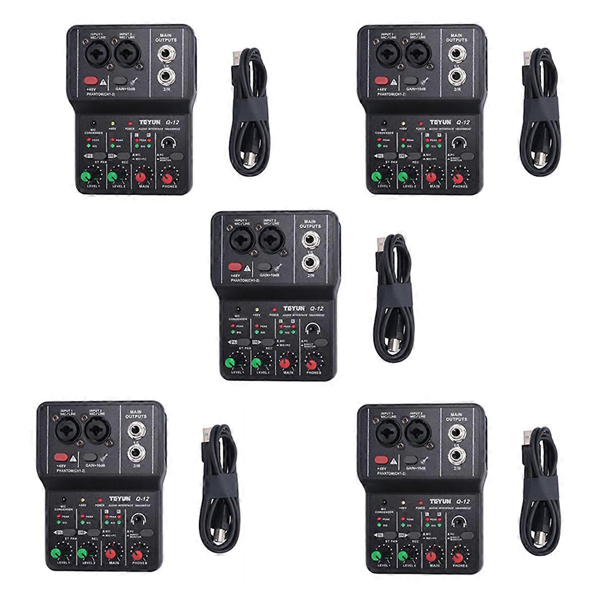 5X Q-12 Audio Mixer Sound Board Console Desk System Interface 4 Channel 48V Power Stereo Computer So