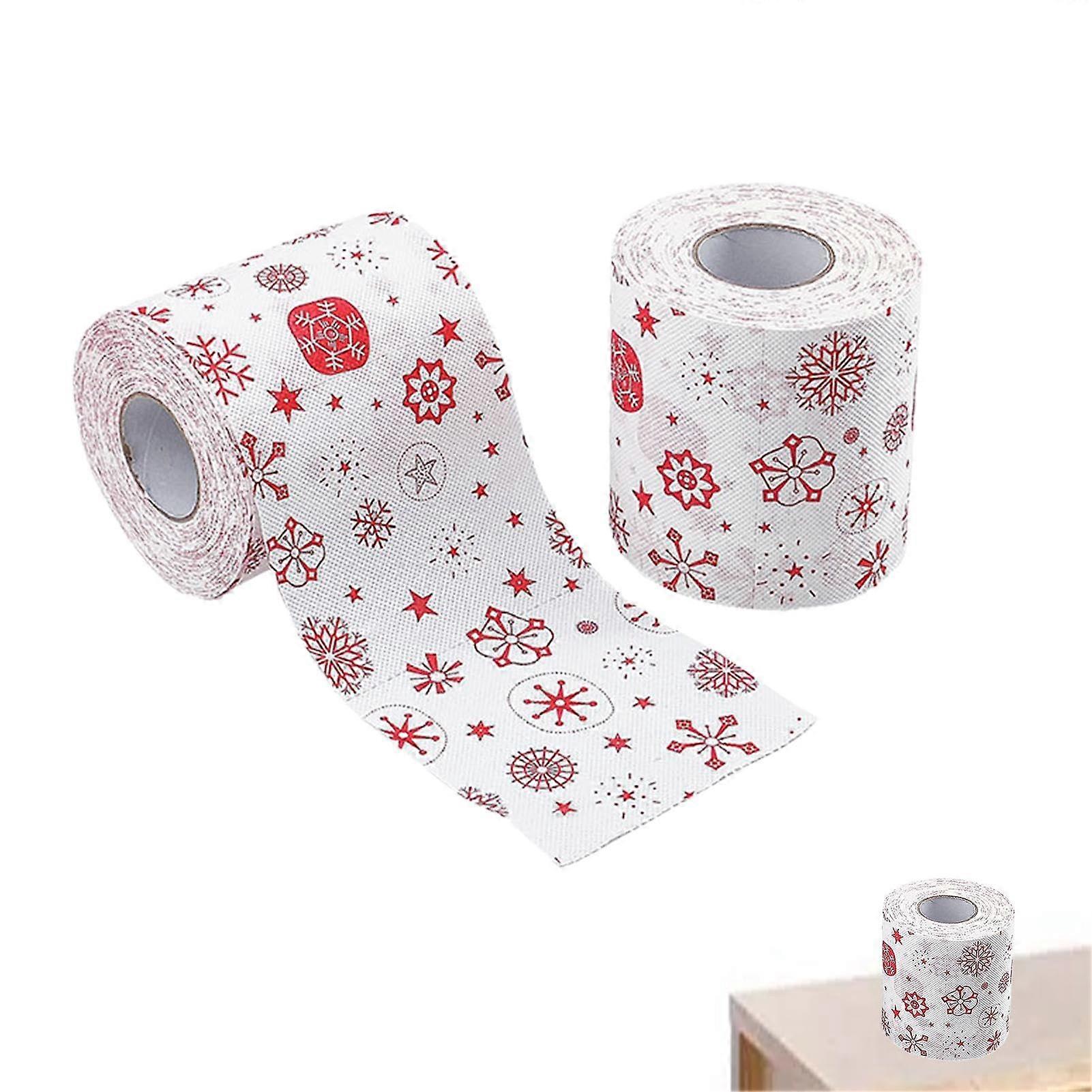 Christmas Toilet Paper Roll with Reindeer Print, Snowflake Motif for Home