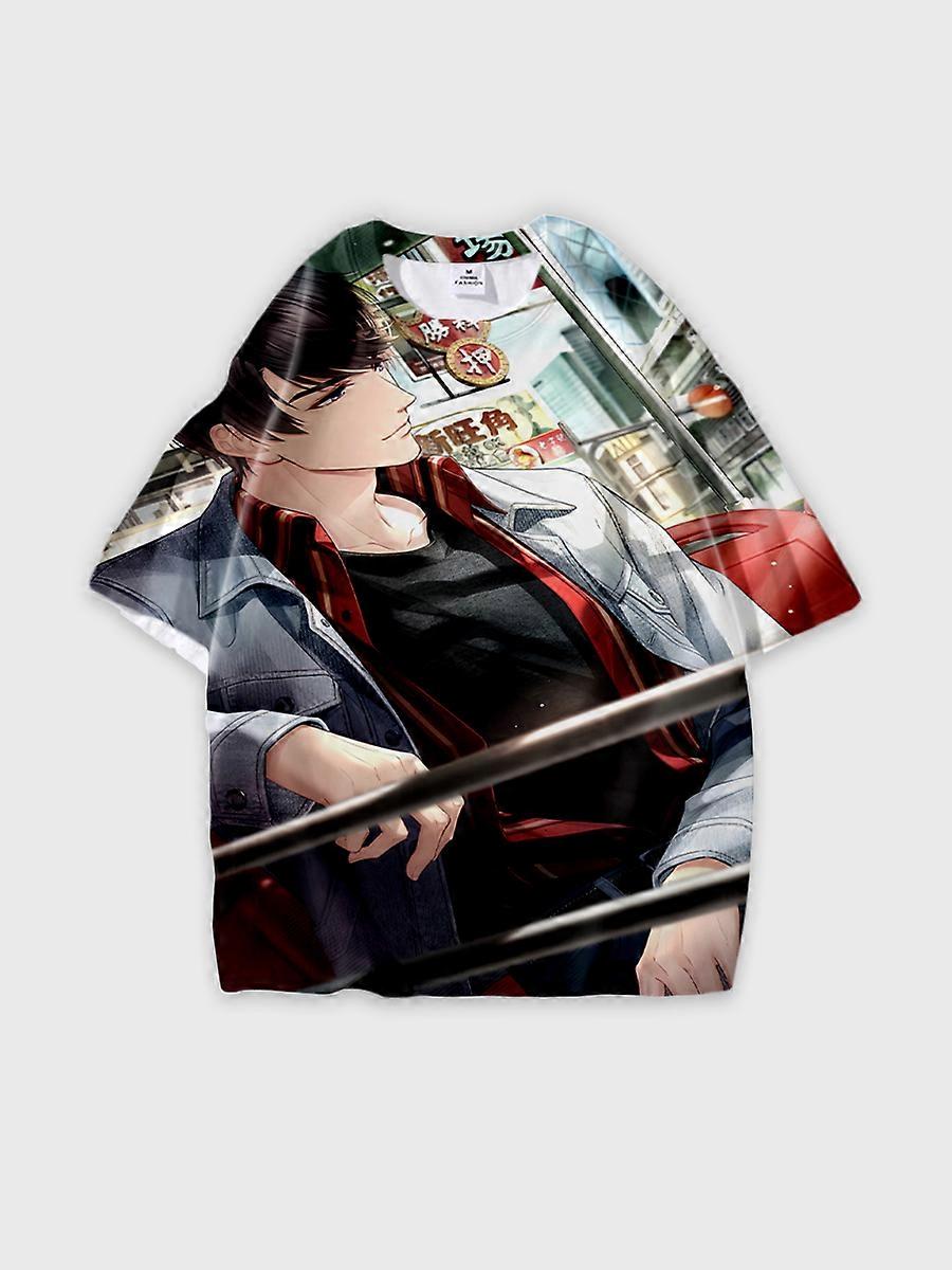 T-shirt round neck Role Pattern loose short sleeve E1033