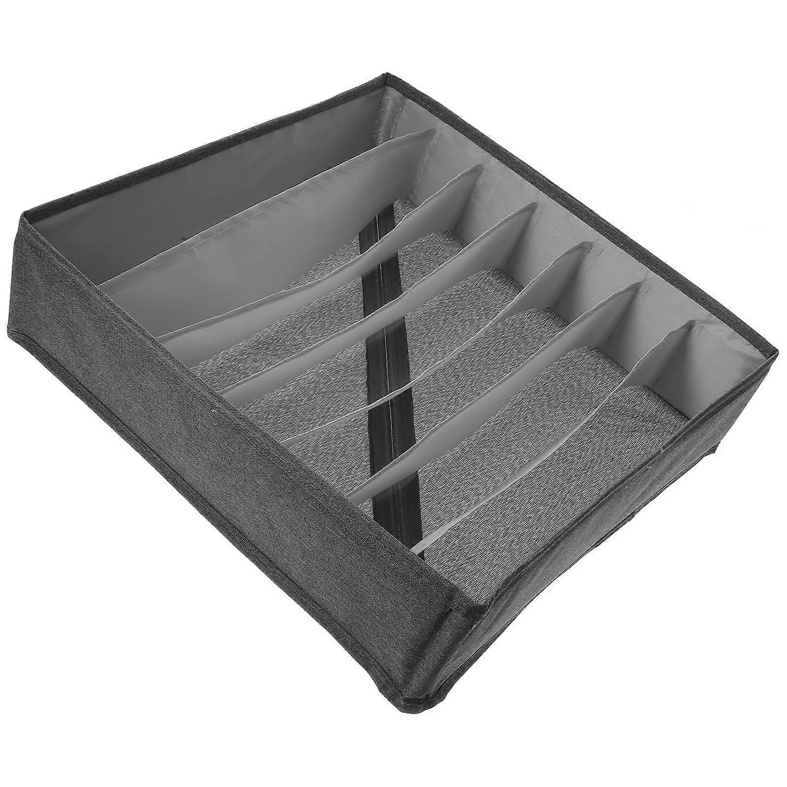 Underwear Organizer Box with Drawer Dividers for Socks, Ties, and Underpants – Space Saving Closet Storage Solution, Grey