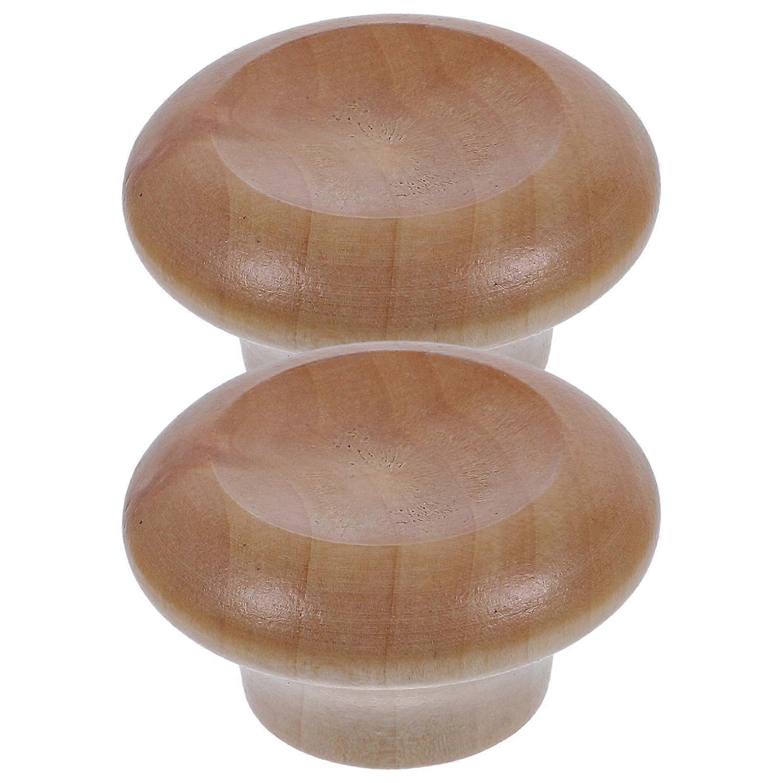 Pot Lid Handle Knobs 2Pcs Wood Accessories Steaming Pots 4.80X4.80X2.50CM Insulation Easy to Install