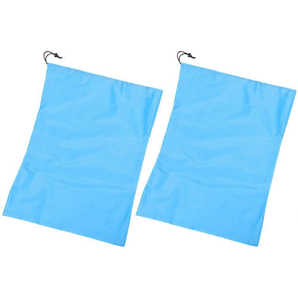 2Pcs Large Laundry Bag Heavy Duty Travel Clothes Organizer Drawstring Closure Blue Foldable