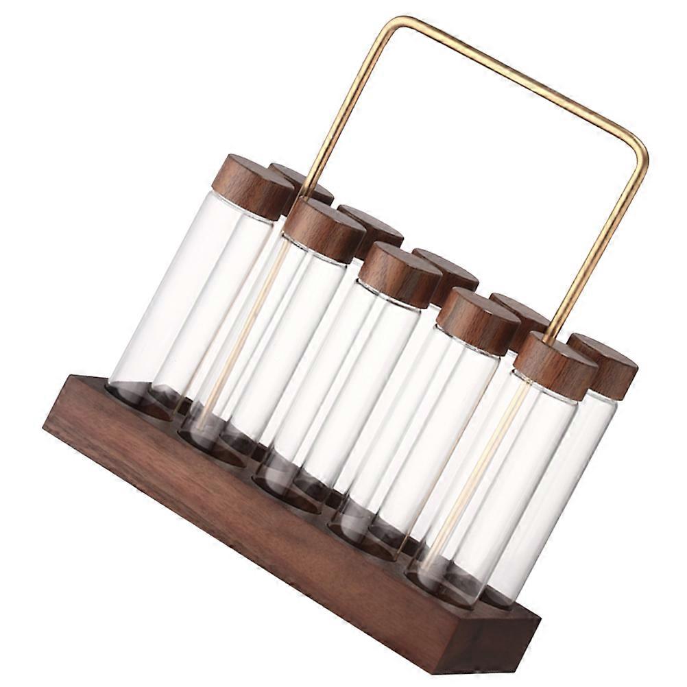 1 Set of Glass Coffee Bean Container with Wood Stand Coffee Beans Storage Tube Coffee Storage Jars