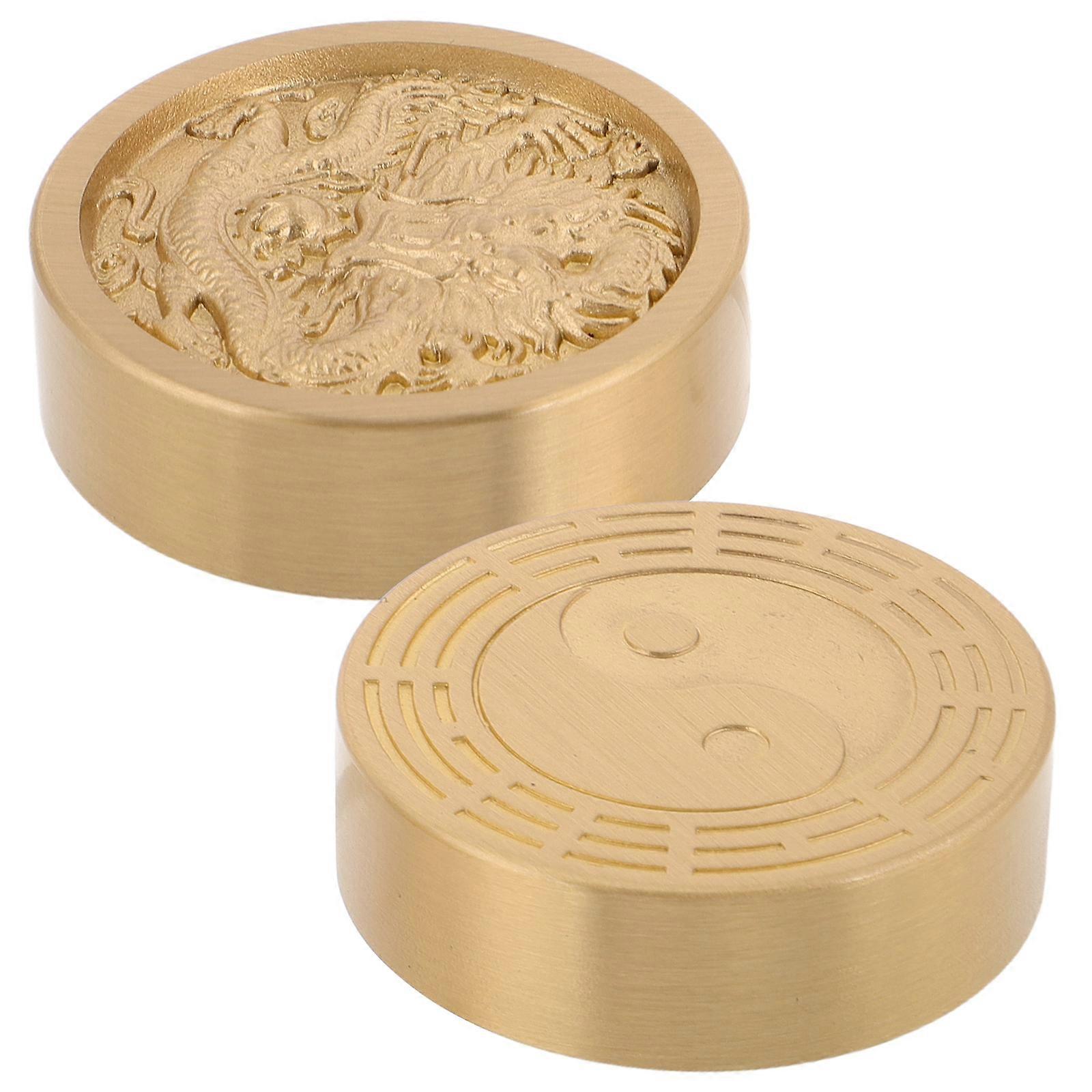 Round Paperweight Solid Brass Paperweight Paper Holding Office Desk Use Golden 4.70X4.70X1.45CM 2Pcs