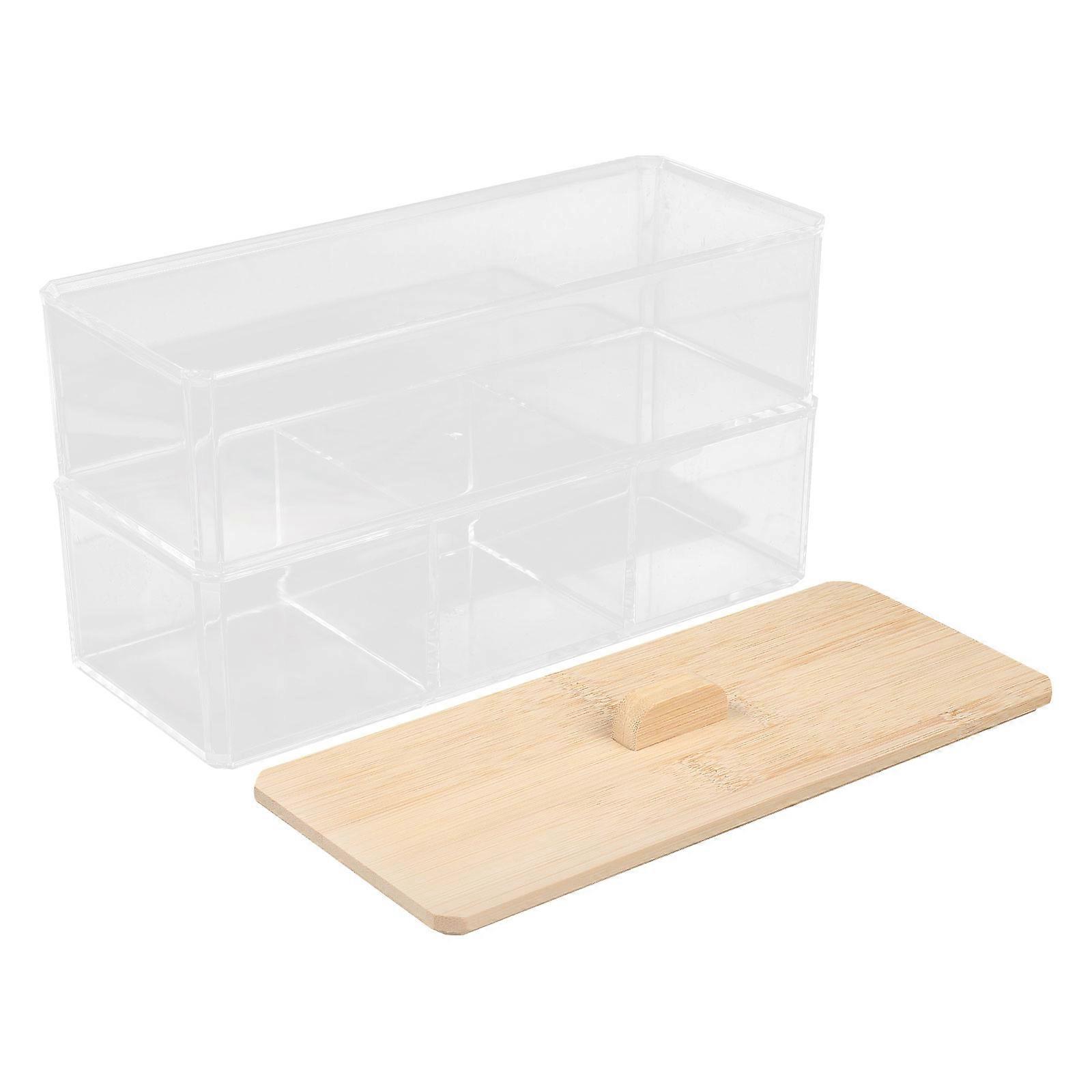 Multi-Compartment Containers Divided Storage Box for Office Sturdy Structure 23x15x9.5cm 1Set