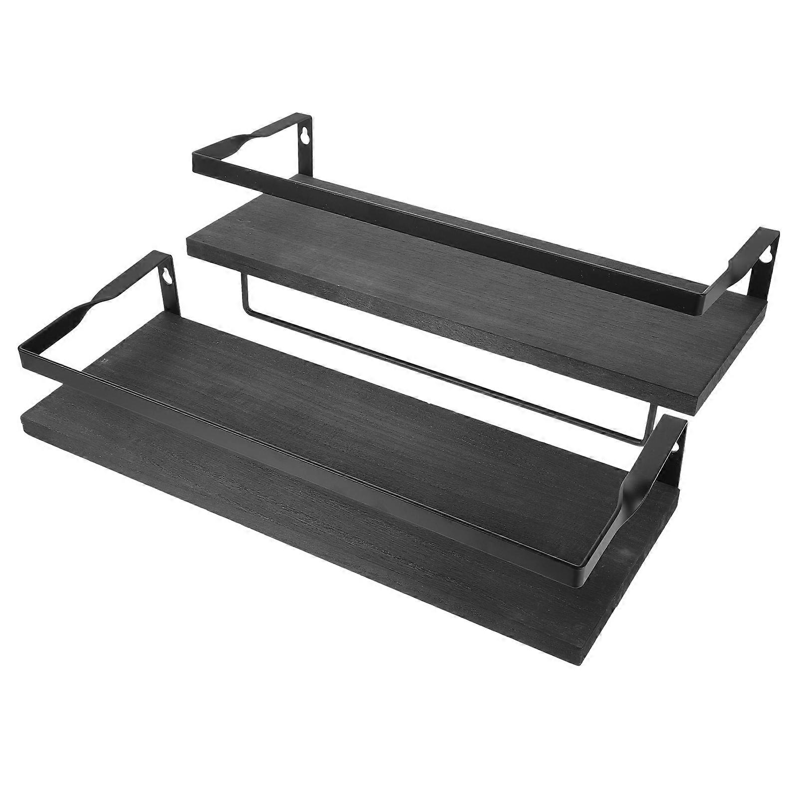 2pcs Modern Wall Hanging Board Hanging Shelf Wood Shelf Wall Mounted Storage Rack