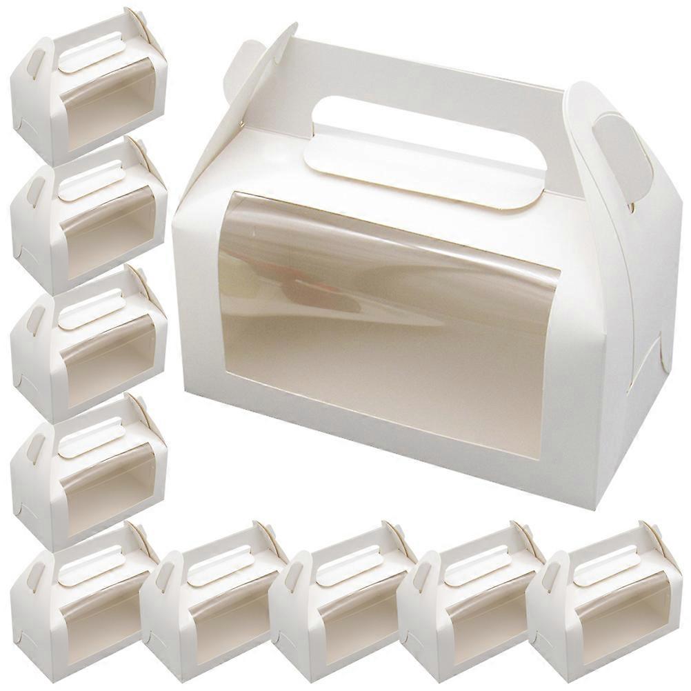 White Paper Cake Boxes with Window Made of Premium PVC Perfect for Party Treats and Storage 10 Pcs