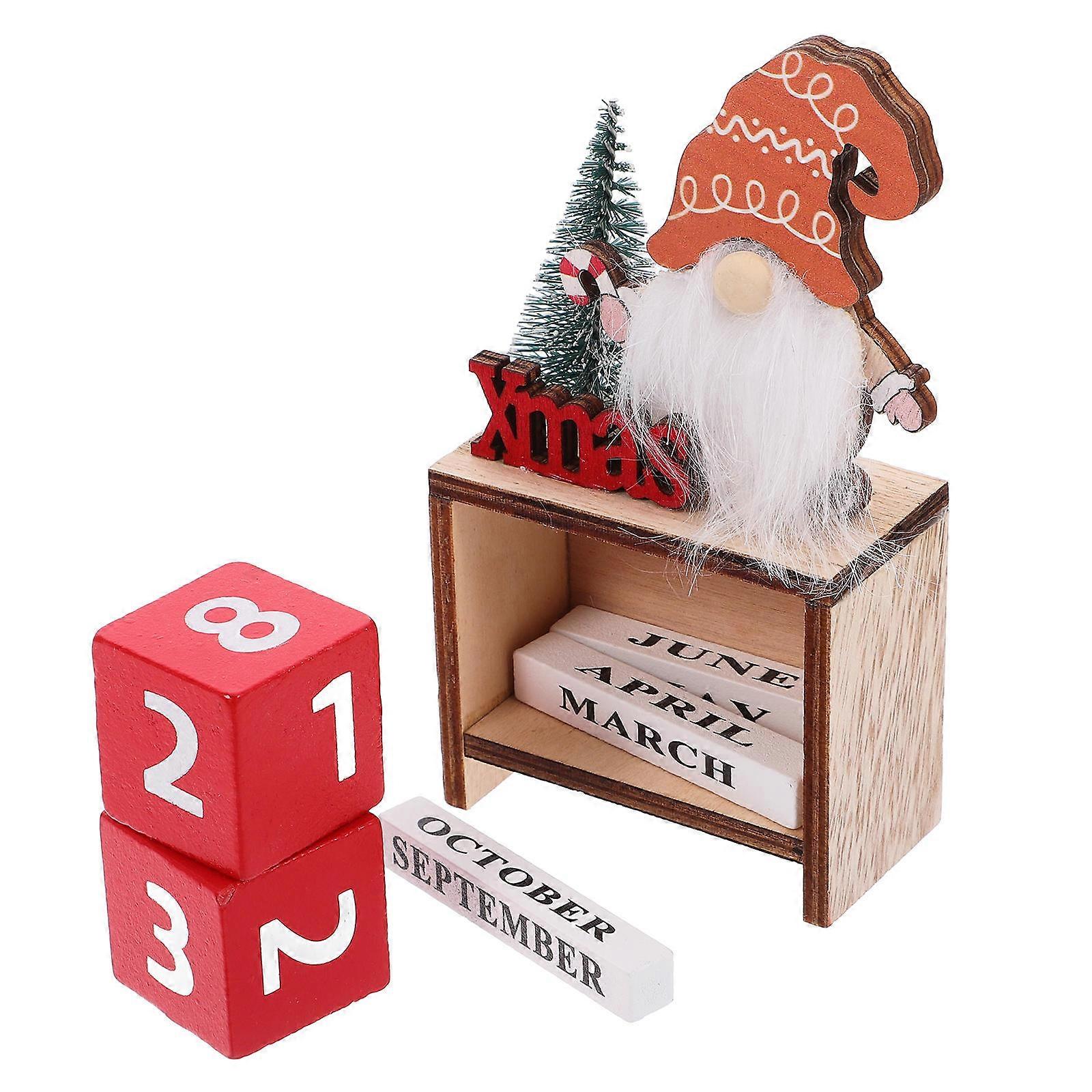 Wooden Christmas Blocks Calendar with Creative Design for Reminding Red Color and Quality 3.5 x 2.5 inches