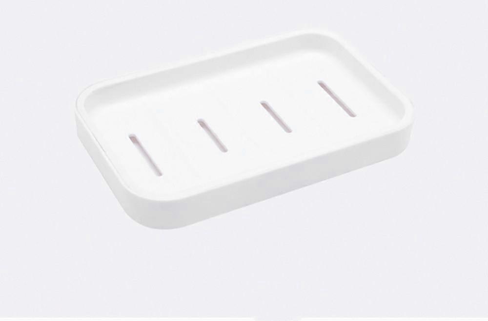 White Soap Dish with Drip Tray - Shower Soap Holder, Prevents Mess & Foam, Easy Clean (12.5x9x2cm)