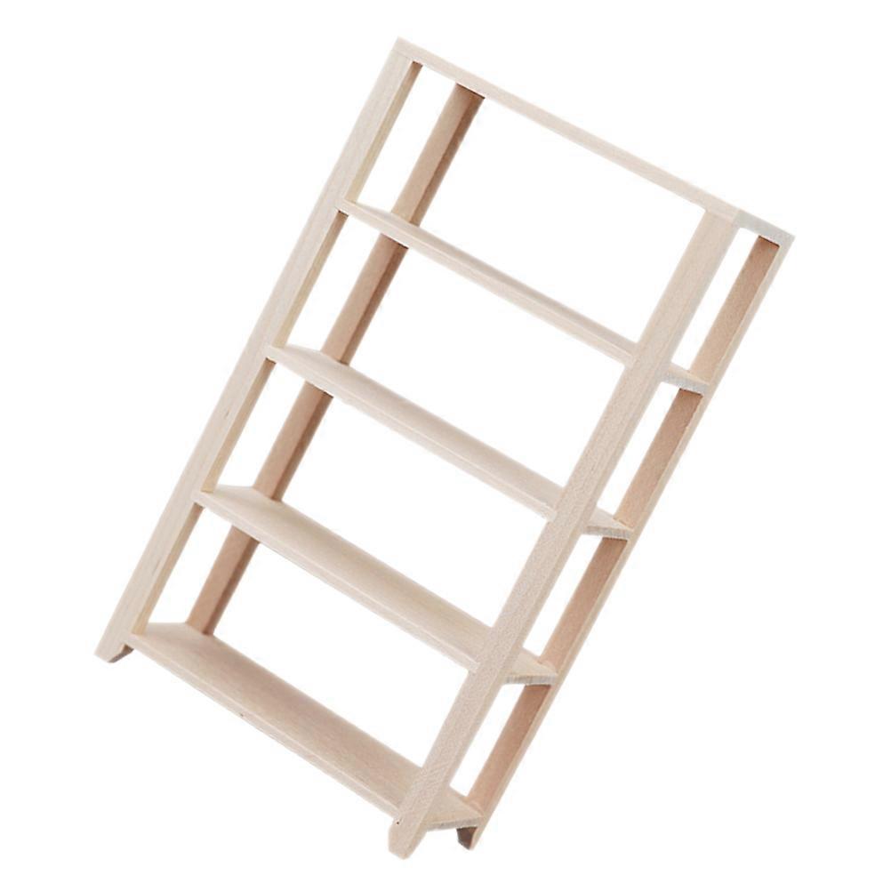 Khaki Mini Furniture Wooden Bookshelf for Home Use Realistic Display Rack 1 Piece