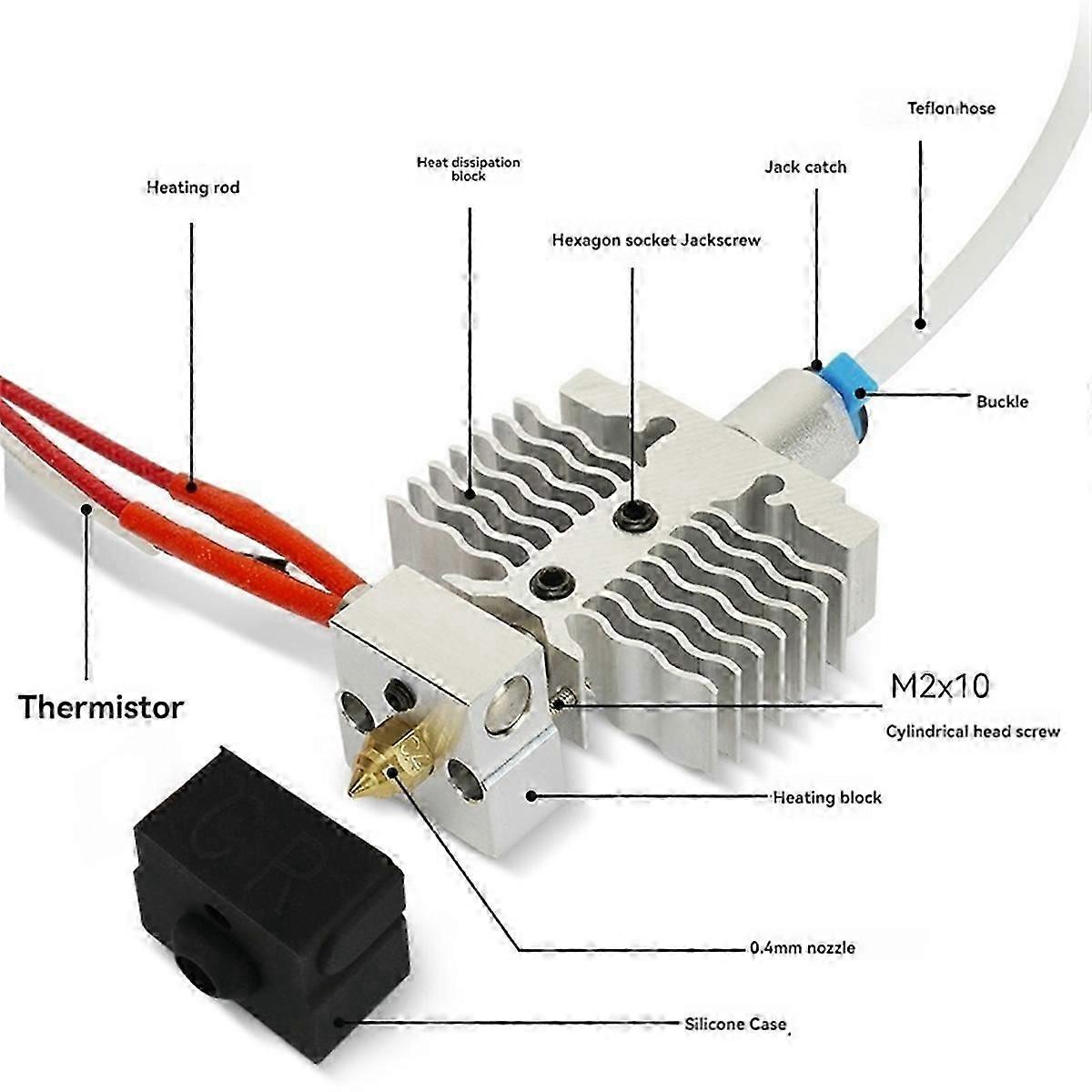 Súprava hot endu pre 3D tlačiareň pre Ender-3 Neo / V2 Neo/Max Neo Hotend 24V 40W termistor 0,4 mm tryska x