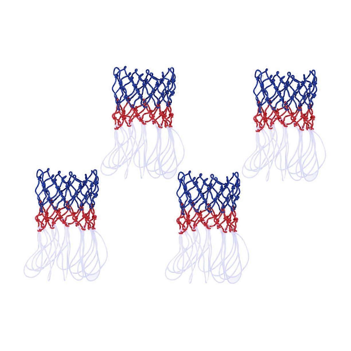 Basketball Net 4-Piece Set, Three-Color Nylon Mesh for Indoor and Outdoor Basketball Hoop